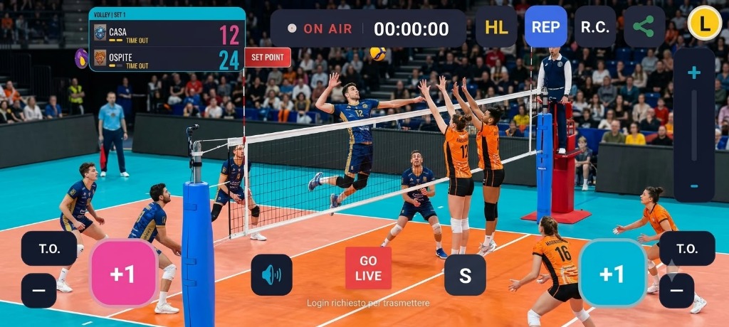 VolleyStream Pro Schermata Live Match Director